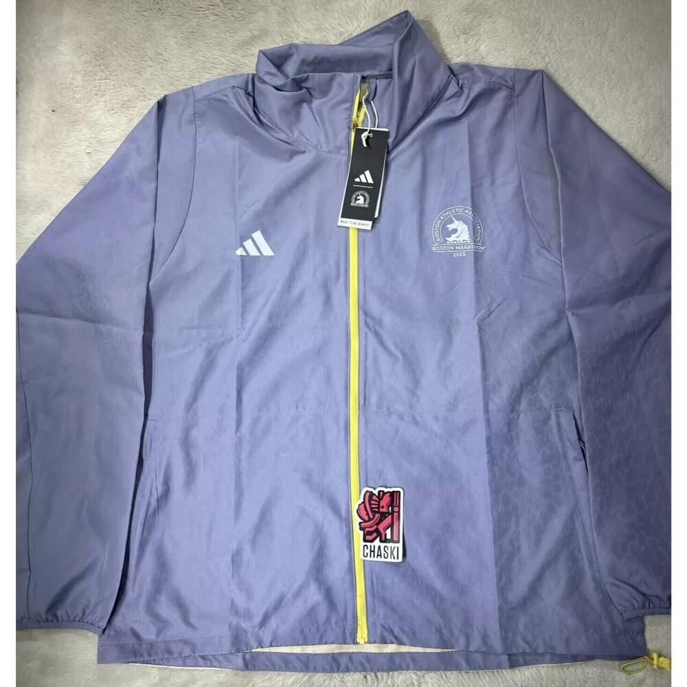 Adidas 2023 Boston Marathon Windbreaker Jacket HY0267 Purple Women's Large NEW